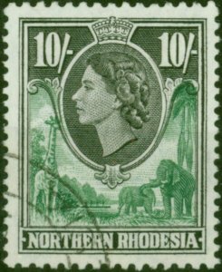 Northern Rhodesia 1953 10s Green & Black SG73 V.F.U