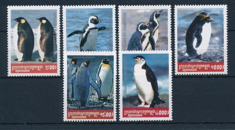 [29932] Cambodia 2001 Birds Vögel Oiseaux Ucelli Penguins MNH