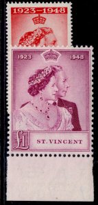 ST. VINCENT GVI SG162-163, 1949 ROYAL SILVER WEDDING set, NH MINT. Cat £30.