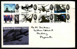 British cover-Battle of Britain issue FDC-Plymouth,Devon-