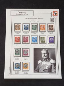 WW2 WWII Nazi German Third Reich Hindenburg Stamps set w board DEUTSCHES REICH