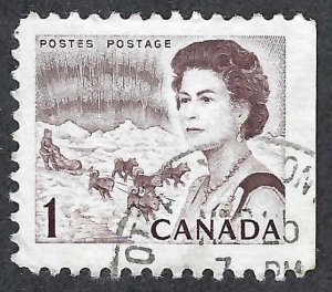 Canada #454e 1¢ Queen Elizabeth II/Northern Lights (1971). Used.