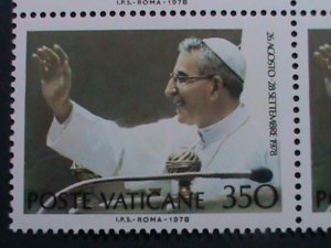 ​VATICAN CITY-1978 SC# 641-4 POPE JOHN PAUL I  MNH BLOCK OF 4 STAMPS-VERY FINE