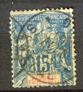 FRENCH COLONIES; SENEGAL 1890s classic Tablet type used 15c. value + Postmark