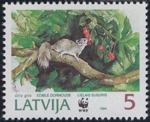 Latvia 1994 MNH Sc 381 5s Dormouse on branch WWF