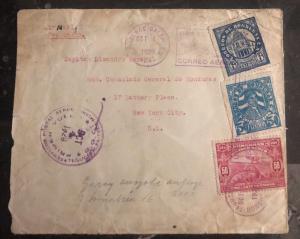 1929 Honduras First Flight airmail cover FFC to Miami USA Addressed To The Pilot