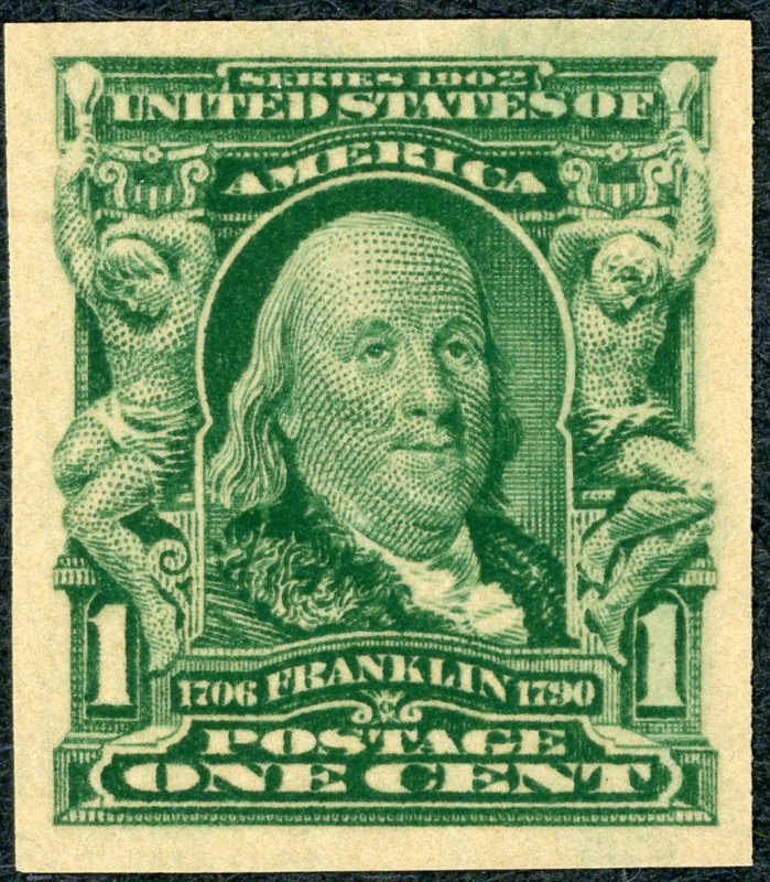 #314 – 1906 1c Franklin, imperforate. MNH OG VF/XF