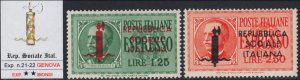 ITALY RSI (Social R) Expr Genova issue CEI n.6/7 GE cv 820$ Cert Biondi MNH** R+