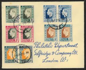 South Africa SC#74-78 Coronation of George VI (1937) cover to London