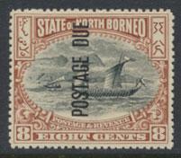 North Borneo SG D20 MH 8c Opt Postage Due perf 14½ x 15 see details & scans 