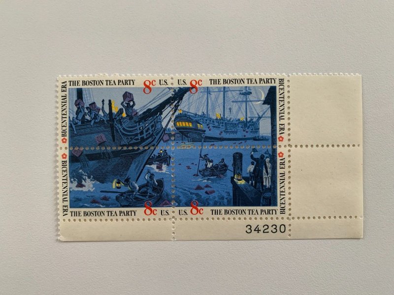 US SCOTT #1480-83 1973 8-cent Boston Tea Party se-tenant PLATE BLOCK OF 4 MNH