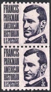 SC#1297 3¢ Francis Parkman Coil Pair: Shiny Gum (1975) MNH