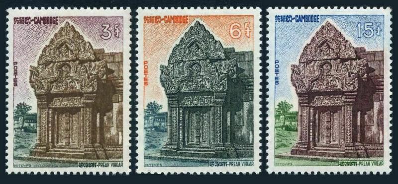 Cambodia 119-121,lightly hinged.Michel 149-150. Preah Vihear ancient temple,1963