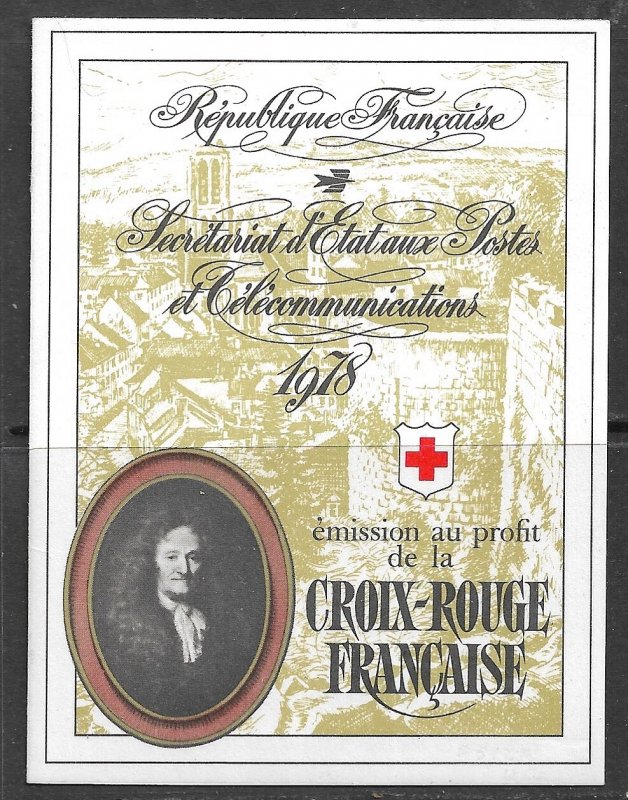 FRANCE 1978 RED CROSS Semi Postal Booklet Sc B512a MNH