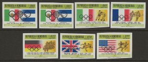 1968 Honduras Olympic | Flag Set #C429-35 IMPERF F/VF-NH CV 45.00-