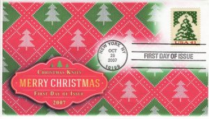 AO-4208-2, 2007, Holiday Knits, Tree, Standard Postmark, FDC, SC 4208, Add on,