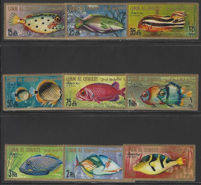 Umm al Qiwain Mi189-197 MNH Set of 9 Exotic Fish