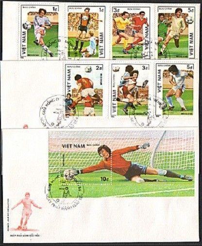 VIETNAM 1985 Football World Cup set & souvenir sheet on 3 FDCs.............63219