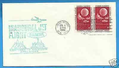 J510u  SABENA A/L,  NEW YORK(UN) / MOSCOW, 1960 JET AIRMAIL FIRST FLIGHT COVER.