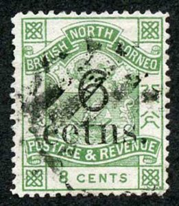 North Borneo SG55c 1891 6c on 8c Variety cetns for cents