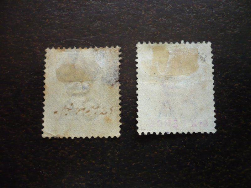 Stamps - Gibraltar - Scott# 12, 19 - Used Partial Set of 2 Stamps