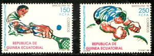 1992 Guinea Equatorial Sc #153-54 Barcelona Olympics - Tennis Cycling MNH set