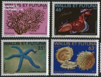 Wallis & Futuna 1982, Marine life 4v, MNH