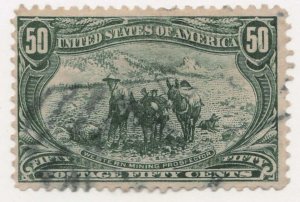 USA 1898 Used Stamp SC291 Western Mining Prospector Sage green 50 Cent 1898