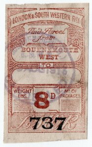 (I.B) London & South Western Railway : Paid Parcel 8d (Bournemouth West)