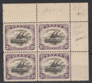 PAPUA 1907 LAKATOI SMALL PAPUA 2D BLOCK STAMPS MNH ** PERF 11 WMK UPRIGHT