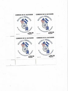 EL SALVADOR 1997 50th anniversary of American School USA El Salvador Flags Mint