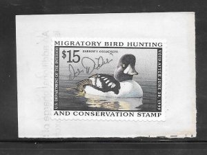 #RW65 Used Federal Duck Stamp on License Piece