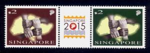 Singapore Sc# 1691 MNH  Singapore 2015 (Pair with Label)