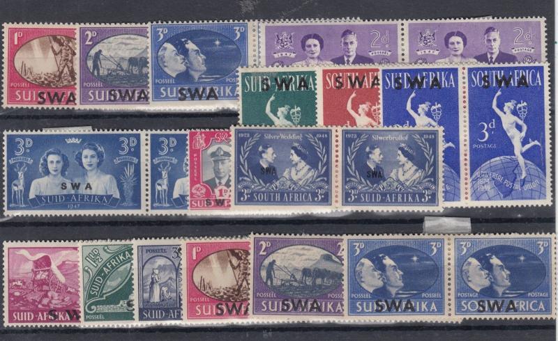 South West Africa 1945/49 Collection Of Bi-lingual Pairs Mint MH J2353