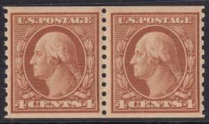 Sc# 495 U.S 1917 George Washington 4¢ MNH p.10 vertical coil pair CV $50.00