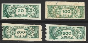 Brazil 1899 Perfumaries/Perfume Consumption Revenue Small Size 4 Values Very Scarce-