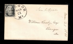 USA #73 Used On Immaculate Cover To Bangor ME With Ideal March 21 1866 Cancel