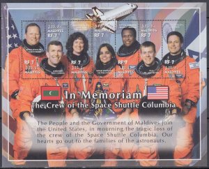 MALDIVE ISLANDS Sc # 2697a-1 MNH SHEET of 7 - ASTRONAUTS of COLUMBIA DISASTER