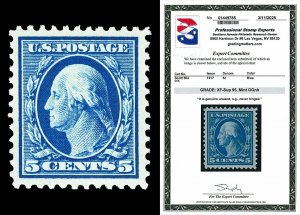 Scott 504 1917 5c Blue Washington Mint Graded XF-Sup 95 NH with PSE CERT