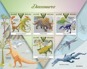 Guinea-Bissau - 2019 Dinosaurs on Stamps - 4 Stamp Sheet - GB190907a