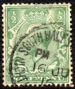 SG 351 1912 ½d green with South Wales Night Mail TPO Cancellation Good Used