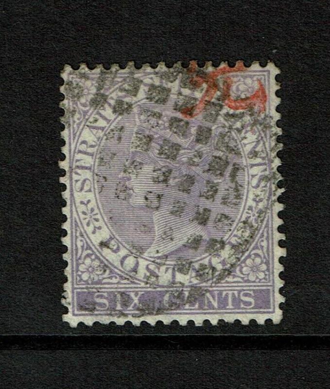 Straits Settlements SG# 13a, Used, Dumb-1876 cancel - S7482