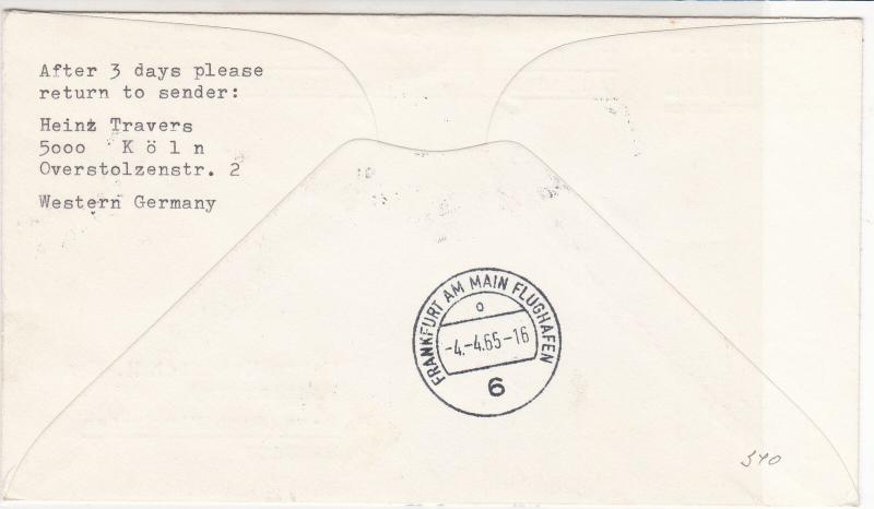 United States 1965 1st Flight LH 421 Slogan Airmail Multi Stamps Cover Ref 29426