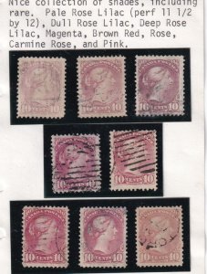 CANADA # 40 & 45 10ct SMALL QUEENS VERY LIGHT USED SHADE COLLECTION INC RARE