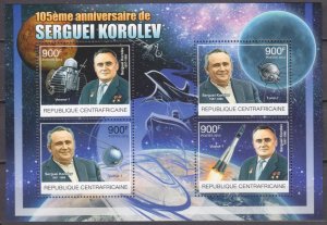 2012 Central African 3852-55KL 105 years of birth Sergey Korolev 16,00 €