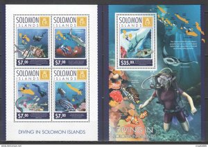 2014 Solomon Islands Fish & Marine Life Diving #2587-91 1+1 ** Ls271