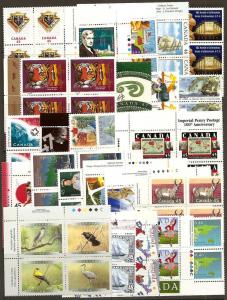Canada  25 diff plate blocks Mint NH Face Value $45.32
