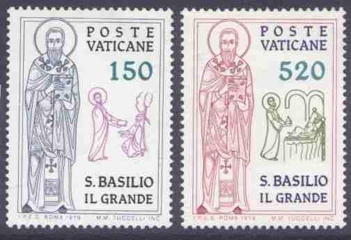 Vatican 652-3 MNH St Basil the Great Instructing Monk