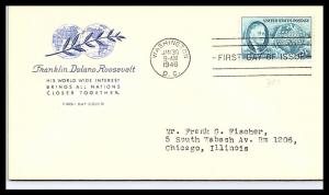 #933 Franklin D. Roosevelt FDR - House of Farnam  Cachet 