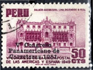 Peru; 1951: Sc. # 451:  Used Single Stamp